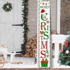 Welcome Porch Sign, Wooden, 47.2", Outdoor Front Door, Santa - Image 2