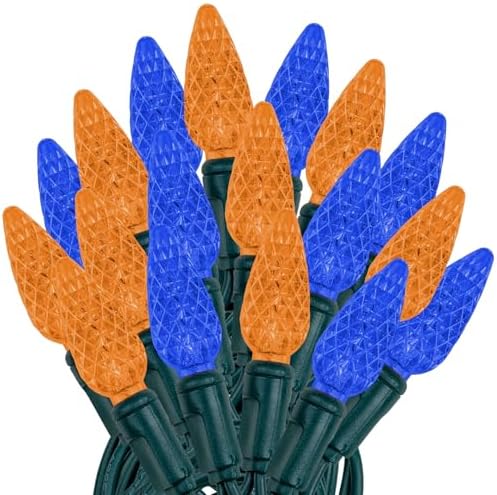 Novelty Lights 24FT 70 LED C6 Christmas String Lights, Blue & Orange by NoveltyLights-LightExperts