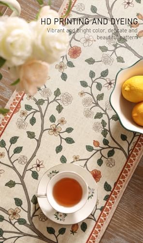 ISAENNE Designer French Linen Long Table Runner,102"x12"-Flora A - Image 4