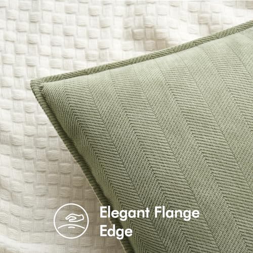 MIULEE Pack of 2 Sage Green Euro Shams Chenille Pillow Covers 24x24 Inch - Image 2