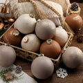 Yunlly 12 Pcs Neutral Christmas Ornament, Brown Ivory Beige, 4'' by Yunlly