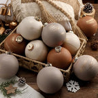 Yunlly 12 Pcs Neutral Christmas Ornament, Brown Ivory Beige, 4'' by Yunlly