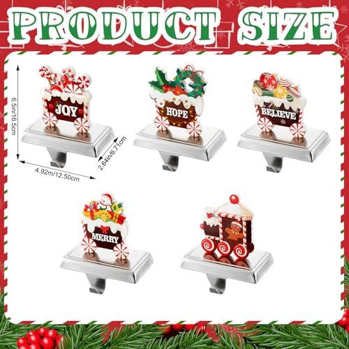 Wonderjune 6 Pcs Christmas Stocking Holders for Mantle, Train - Image 4