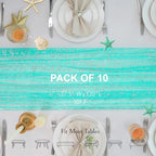 Snowkingdom 10Pcs Turquoise Silver Table Runner 10ft Sparkly Aqua Teal Blue Sheer Glitter Cheesecloth Gauze Party Birthday Decorations for Wedding Bridal Baby Shower Beach Thanksgiving Christmas - Image 2