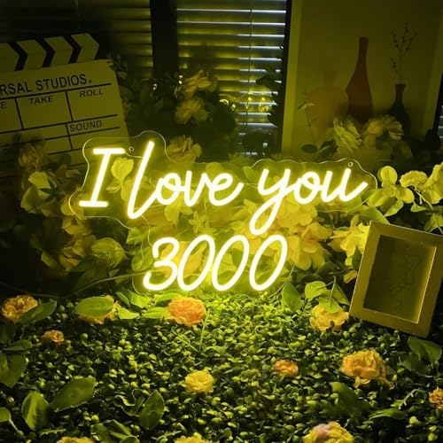 I Love You 3000 LED Neon Sign Transparent Acrylic Light Decor for Wedding Birthday Party Wall Home Bedroom Room Art Decoration with USB Light Modulator 5V - Image 3