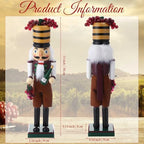 Blosssound 15" Christmas Wine Nutcracker Decor Wooden Grape Wine Steward - Image 3