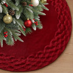 TOCHGREEN Red Knitted Christmas Tree Skirt 48 inches Chunky Knit Tree Skirt by TOCHGREEN