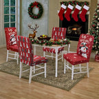 Christmas Chair Covers Set of 6 Snowman Xmas Tree Stretch Parsons Slipcover - Image 7