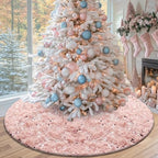 Blush Pink Christmas Tree Skirt, 48 inches Pink Candy Christmas Decorations by TIOSGGD