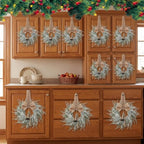 Civaner 6 Pcs 10" Mini Christmas Cabinet Wreaths with Bells and Ribbon - Image 3