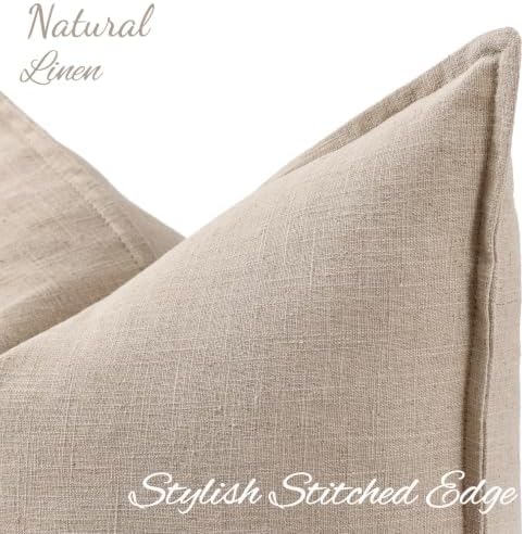 decorUhome Fall Natural Linen Throw Pillow Covers 16x16 Set of 2 - Image 2