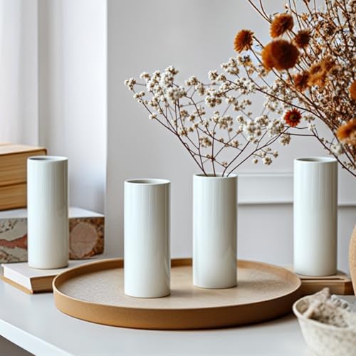Modern White Ceramic Vase Set of 20 for Living Room Bedroom 5.51'' Minimalist Fresh Small Flower Vases for Bouquet Fake Plant Home Decor Office Fireplace Centerpieces Nordic Style 20 Pack - Image 4