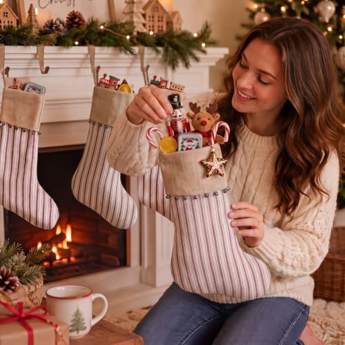 Skylety 4 Pack Christmas Stockings 20 Inch Red Stripe Christmas Stockings - Image 5