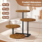 Emfogo 4 Tier Cupcake Tower Stand, Wood Round Dessert Table Display Set, Cup Cake Display Stands for Wedding Birthday Party Afternoon Tea Farmhouse Tiered Tray for Cake Cookie Food (2-Pack) - Image 2
