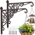 2 Pack Cast Iron Hanging Plant Bracket 12" Outdoor Wall Plant Hangers Hooks Heavy Duty Hanging Bracket Hooks Vintage Decorative Wall Hangers for Pots Bird Feeder Wind Chime (Brown,Classic) by Otoolling