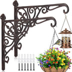 2 Pack Cast Iron Hanging Plant Bracket 12" Outdoor Wall Plant Hangers Hooks Heavy Duty Hanging Bracket Hooks Vintage Decorative Wall Hangers for Pots Bird Feeder Wind Chime (Brown,Classic) by Otoolling