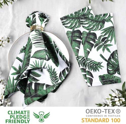 Urban Villa Cloth Napkins 100% Cotton Highly Absorbent Washable Reusable Premium Dinner Napkins Ideal for Gifts for Mothers Day Hotel Farmhouse Parties - Tropical Leaves (20" x 20", Set of 12) - Image 4