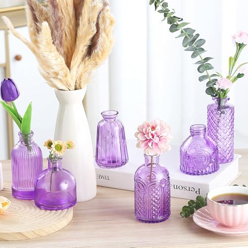 Bud Vases for Centerpieces Wedding,Flower Vases in Bulk for Rustic Home Decor,Small Vases for Wedding,Mother's Day,Graduation,Christmas,Birthday Party,Valentine's Day(Purple,15 Pcs) - Image 7