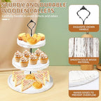 Wooden Cupcake Stand 3 Tiers, Rustic, 50 Cupcakes, Round Tiered Dessert Display, Wedding/Birthday Party, White - Image 5