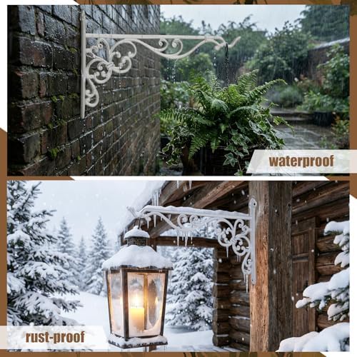 Landhoow 2 Pcs 15.6" Cast Iron Hanging Outdoor Wall Hanger, White - Image 6