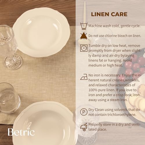 100% Pure Linen Extra Long Table Runner - 14 x 108 Inch Farmhouse Dining Table Runner, Perfect for Fall, Thanksgiving, and Christmas -Athena -Champagne Beige - Image 5