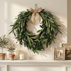22" Heart Shaped Artificial Olive Leaf & Fruit Wreath Realistic Green Olive Branches with Spring Floral Accents Farmhouse Wall Door Wedding Arch Window Hanging for Indoor Outdoor - Image 2