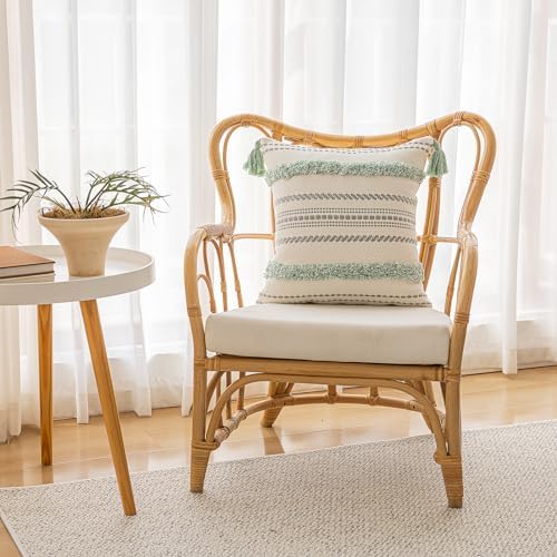 BUIOVBEY Boho Throw Pillow Covers Woven Tufted Pillow Cases with Tassels - Image 4