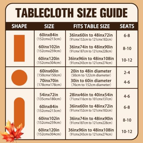 Oval Fall Tablecloth 60x120 Inch, Thanksgiving Autumn Harves Turkey Pumpkin Table Cloth, Waterproof Wrinkle Resistant Table Cover for Fall Decorations Decor - Image 6