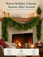 2 Pack Artificial Christmas Cedar Garland, 9 FT Real Touch Pine Greenery - Image 2