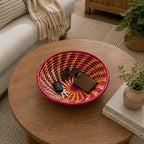 Handwoven African Basket Bowl for Fruits Wall Decor 8in diameter - Image 6