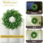 26'' Large Artificial Boxwood Wreath for Front Door Home Décor - Image 7