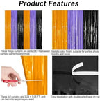 ZATAYE 12 Pack Orange Purple Black Halloween Foil Curtain Decorations - Image 4