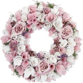 Northlight Wooden Floral Artificial Spring Wreath Berries 13.5" Pink White by Northlight