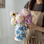 Blue and White Pitcher Vase, 8 Inch Vintage Chinoiserie Ceramic Flower Vase, Rustic Retro Ice Cracked Antique Porcelain Vases for Home Farmhouse Table Centerpieces Shelf Decor - Image 6
