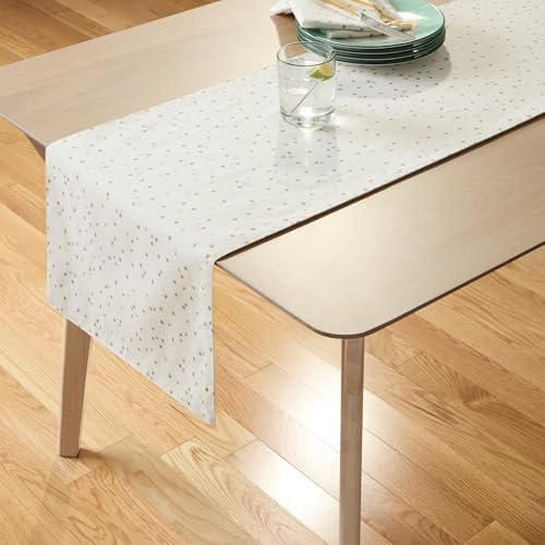 kate spade new york Celebration Confetti Dot Reversible Holiday Table Runner, 100% Cotton with Metallic Print, Machine Washable, Ivory/Gold/Silver, 15"x72" - Image 2