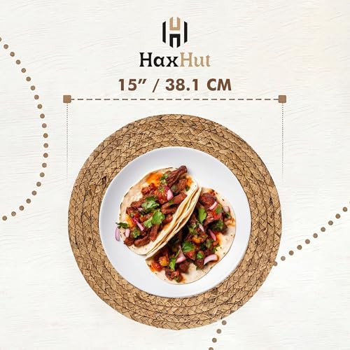 Round Woven Placemats Set of 6, Wicker Placemats for Dinner Plates | 15 Inch Natural Rattan Boho Style Braided Place Mats, Non-Slip, Heat Resistant, Dining Table Chargers with Bag for Storage - Image 4