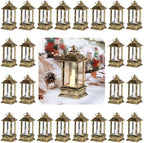 24 Pack Brass Mini Lanterns Decorative Indoor, for Centerpiece by Staymoment