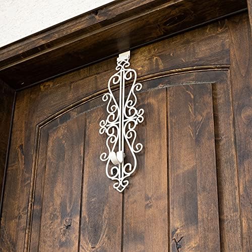 Front Door Wreath Hanger, Adjustable Hook Length Colonial Design, White - Image 2