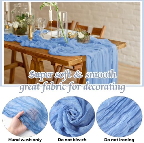 Remagr 12 Pcs Gradient Blue Cheesecloth Gauze Table Runners - Image 4