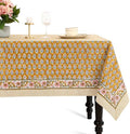 CPC Tablecloth 100% Cotton 60x60 Inch Indian Block Print Square Table Cover, Table Cloth for Weddings, Spring/Summer, Barbeque - Yellow Citrine by COTTONPRINTCLUB