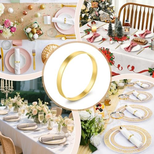 200pcs Gold Napkin Rings Bulk,FACULX Round Gold Metal Napkin Buckles - Image 6