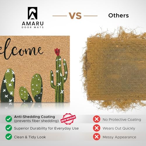 Coir Welcome Mat, Non-Slip, Cactus, 17 x 29 in - Image 4
