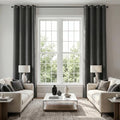 KOUFALL Dark Grey Black Out Curtains 100 Inches Long 2 Panels for Living Room, Thermal Insulated Noise Reducing Room Darkening Satin Drapes for Bedroom, Charcoal Gray by KOUFALL