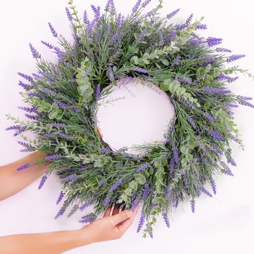 24'' Lavender & Eucalyptus Wreath for Front Door - Image 5
