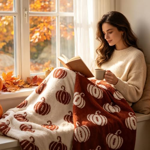 JarThenaAMCS Fall Blanket Football Pumpkin Throw Blanket Brown Reversible Soft Cozy Blankets for Autumn Thanksgiving Tailgate Party Football Season Decor, 50 x 60 Inch - Image 7