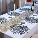 Snowkingdom Pack of 18 Black Placemats Washable Pressed Vinyl Laser Cut Dining Table Mats Round Floral Charger Decoration for Christmas Halloween Thanksgiving Wedding - Image 4