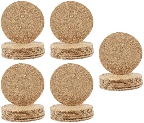 50 PCS Round Woven Placemats, 12 Inch Natural Bulrush Table Mats - Image 5