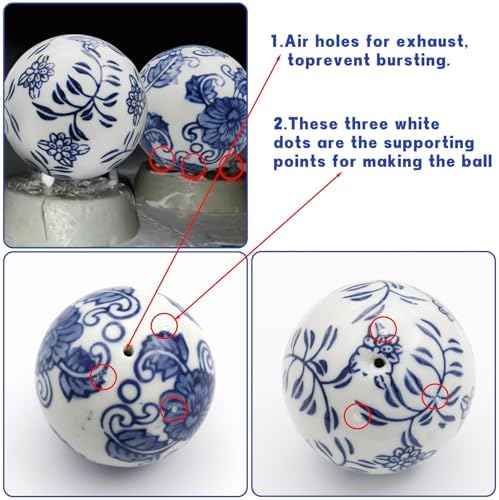 6PC Balls Ceramic - Decorative Blue Balls for Centerpiece Bowls, Tray Bowls, and Baskets. Ideal as Decorative Gifts for vases, Dining Tables, Christmas, Halloween and Wedding Party(C) - Image 3
