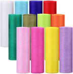 Timgle 12 Rolls Easter Deco Mesh Ribbon for Wreath Making 6 Inch x 30 Feet Each Roll Poly Metallic Foil Deco Mesh Ribbons for DIY Crafts Easter Christmas Spring Summer Party Decor (Fresh Color) - Image 4