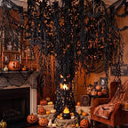Yinder 47 Pcs Halloween Tree Decorations Set for Classroom Room Include Artificial Maple Vines Paper Bats Black Mesh with Kraft Paper Tape for Halloween Classroom Home Room Party Indoor Outdoor Decor - Image 2